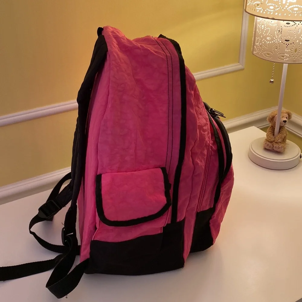 Pink Backpack w/ Black Accent Dual Zippers Holds All Washable Barbiecore Y2K